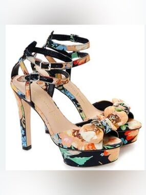 Loeffler Randall x Tucker Dahlia Floral Open Toe Platform Stiletto Heels Pumps 5